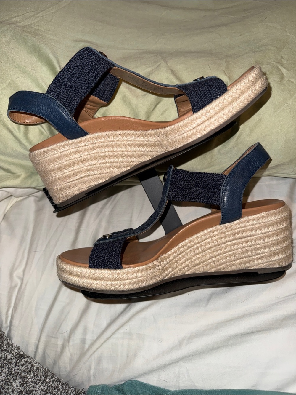 Vionic Navy Espadrille Wedge Sandals